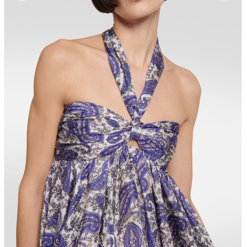 NWOT Zimmermann halter dress size AU. 1. In navy color silk print.